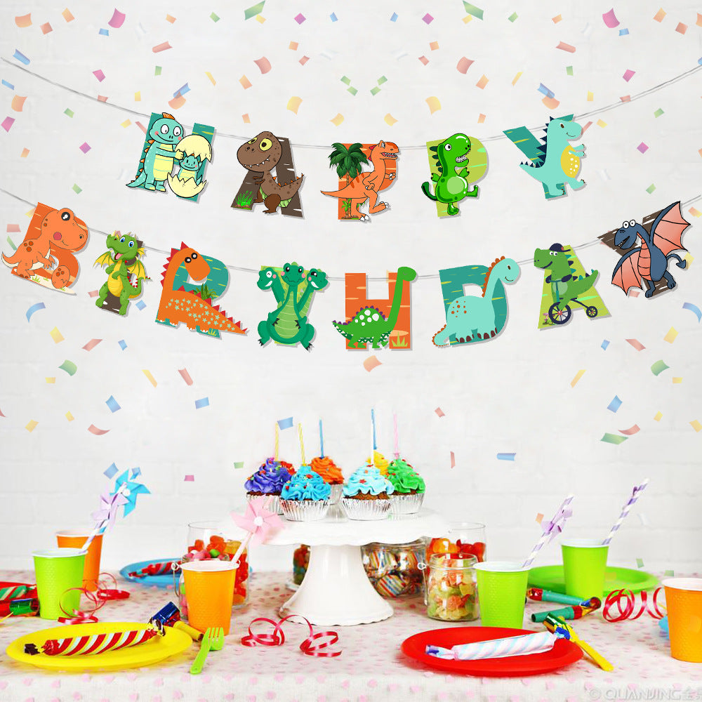 Wholesale Dinosaur Theme Party Birthday Flag Decoration